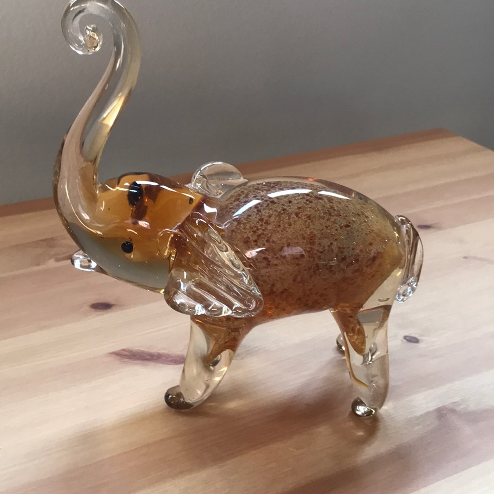 Amber Art Glass Elephant